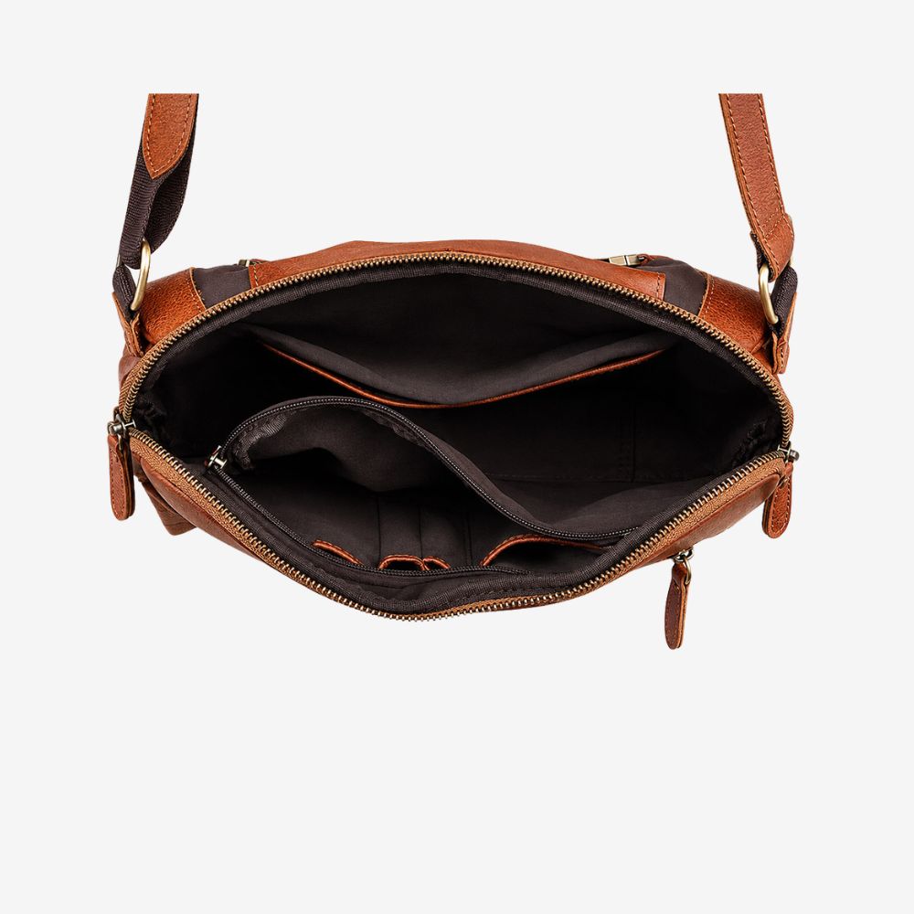 Braune Leder Crossbody Bag – Stylische Umhängetasche für Herren, passend für Tablets & Laptop