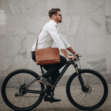 brown leather backpack
