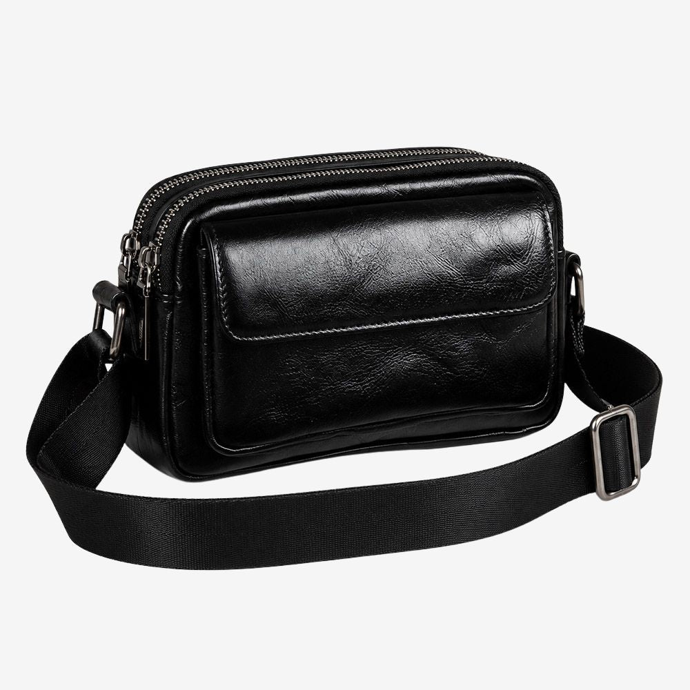 black leather crossbody bag