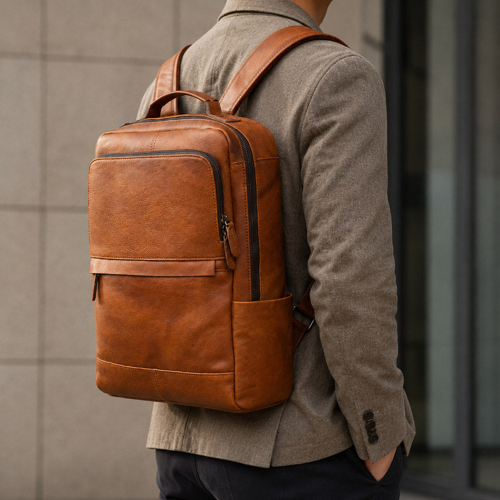 versatility leather backpack for commuters, travelers