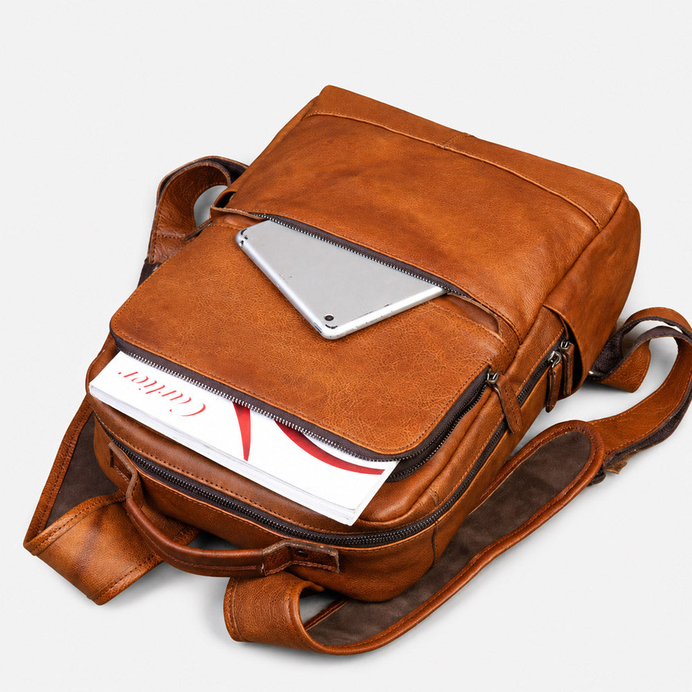 versatility leather backpack for commuters, travelers