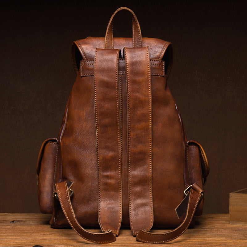 vintage leather backpack