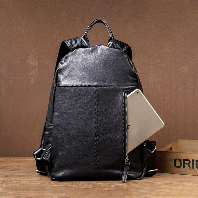 black commuter leather backpack