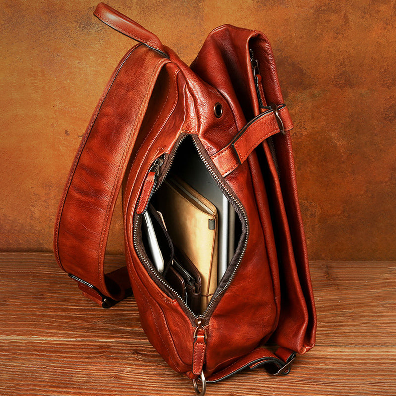 brown leather shoulder bag for travel essentials