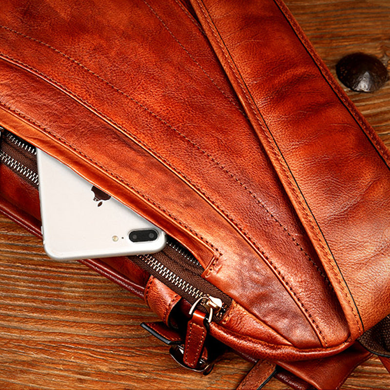 brown leather waist pack