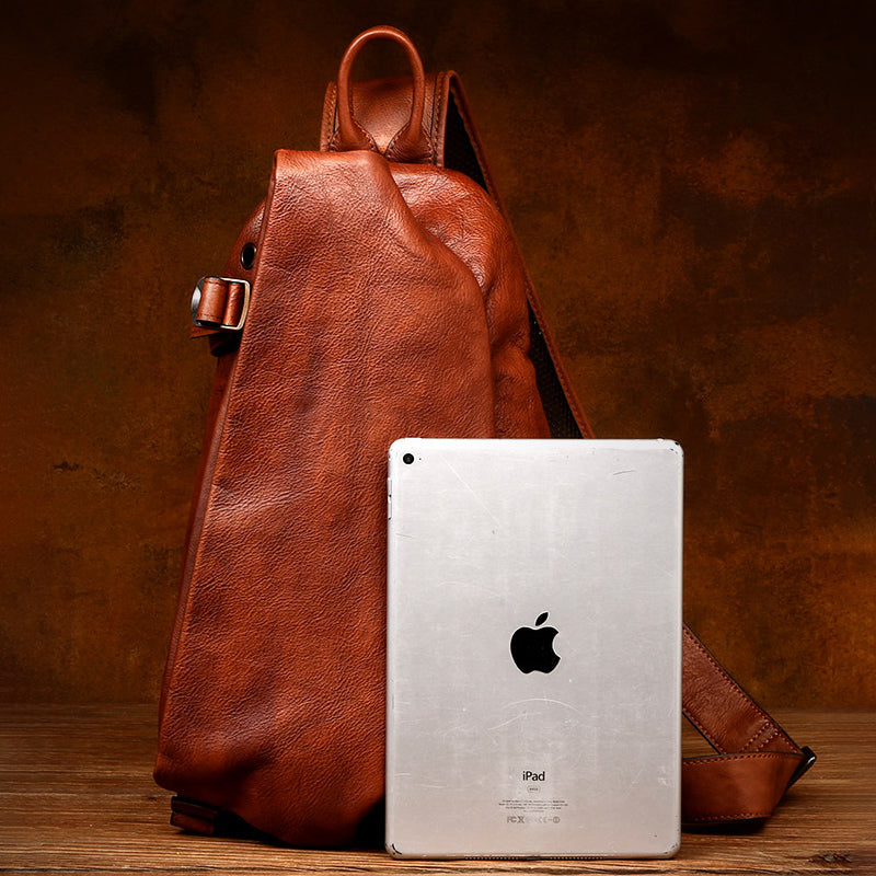 Brown Leather Shoulder Bag for Men