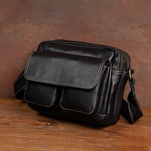 brown leather messenger bag