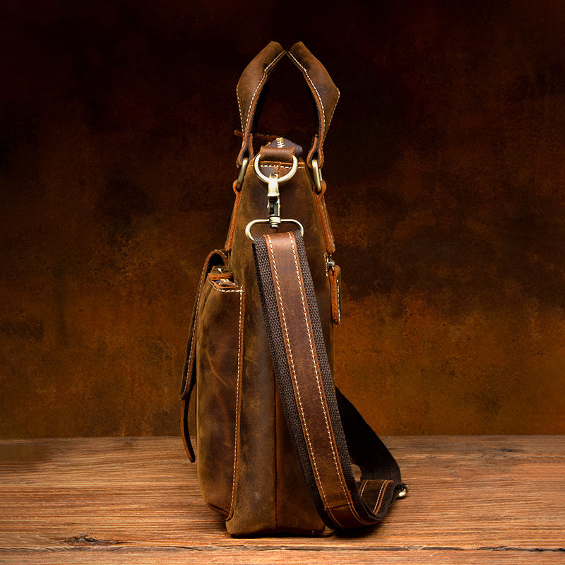 Brown leather briefcase for men
