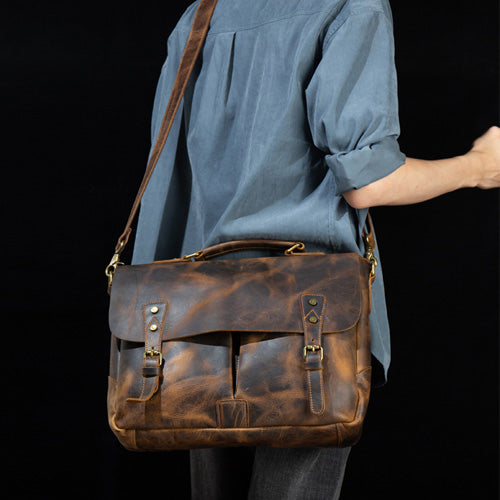 Men's Black Leather Weekender Bag