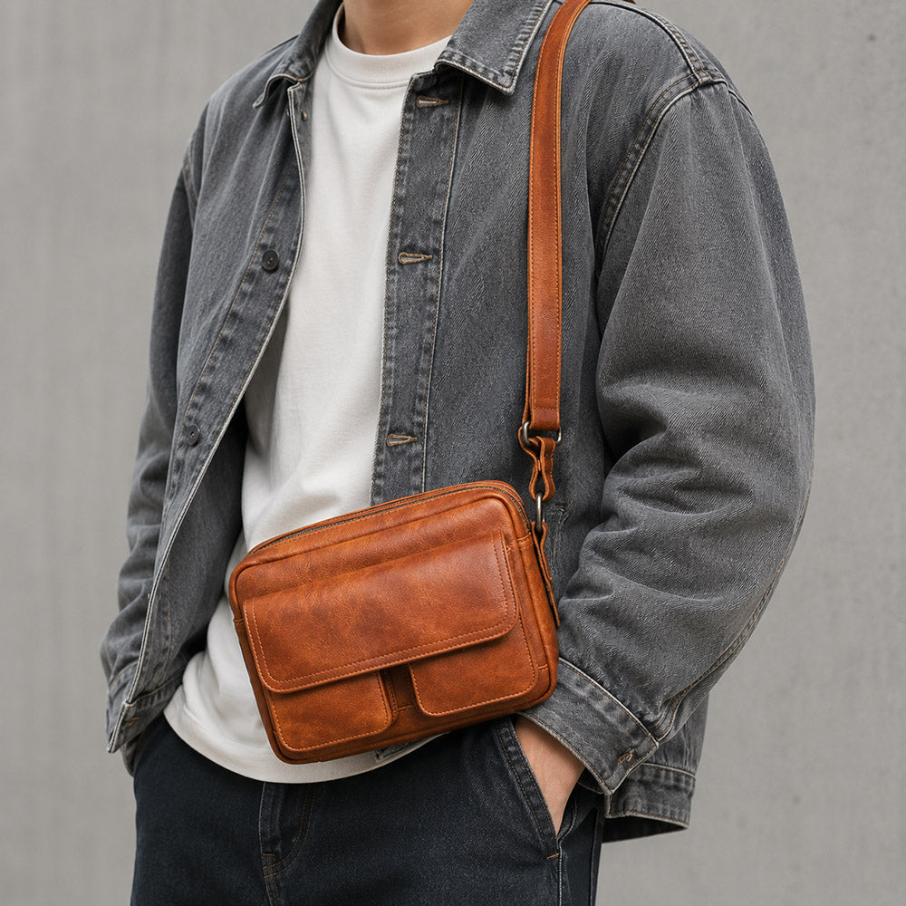 brown messenger bag men